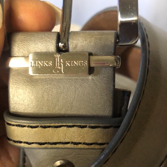 LINKS & KINGS green and gray genuine Italian leather men’s belt. Silver buckle. - Picture 1 of 16